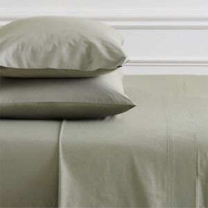 NWT West Elm Organic Washed Cotton Percale Full Sheet Set - Vetiver Green